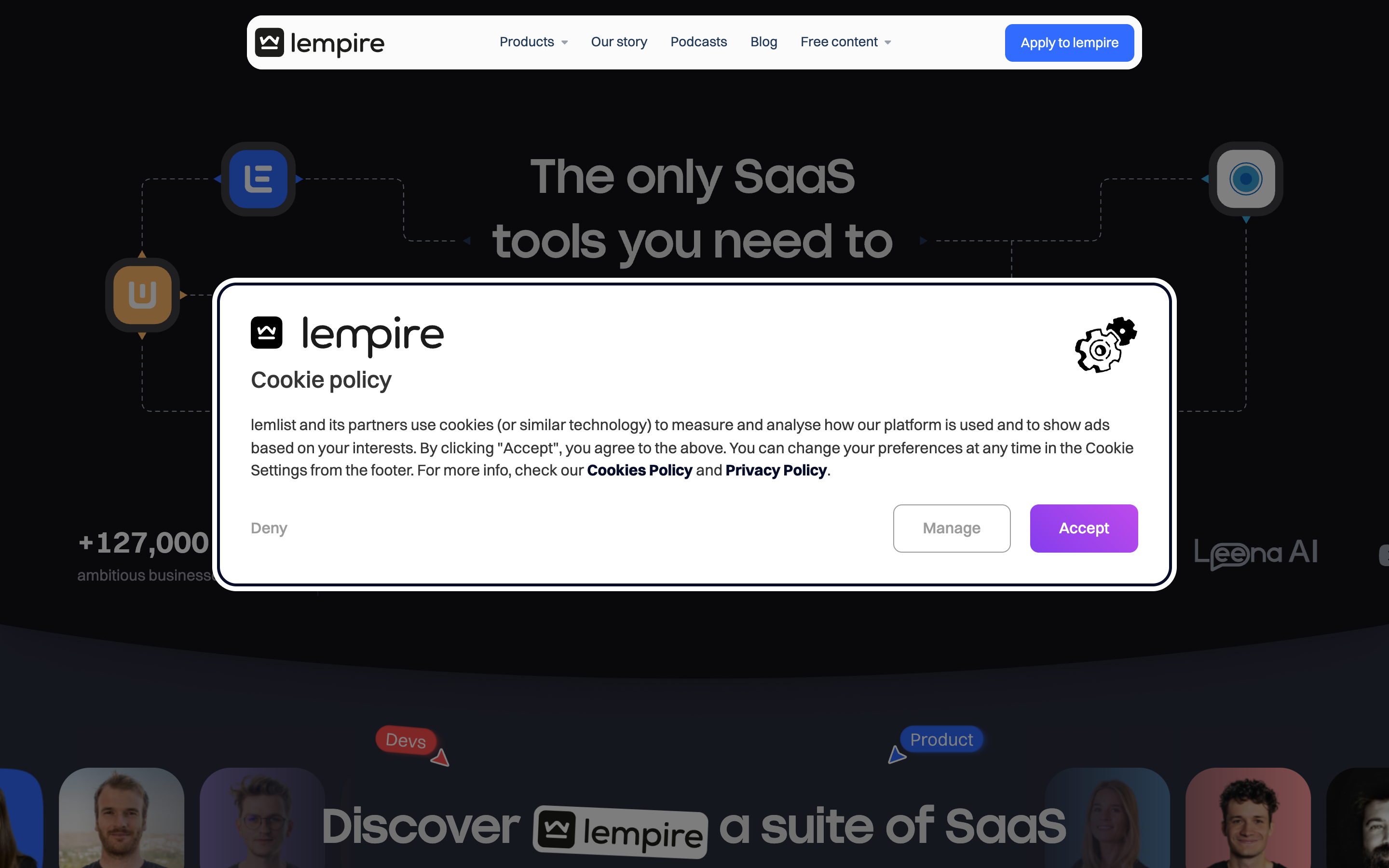 Lempire website screenshot