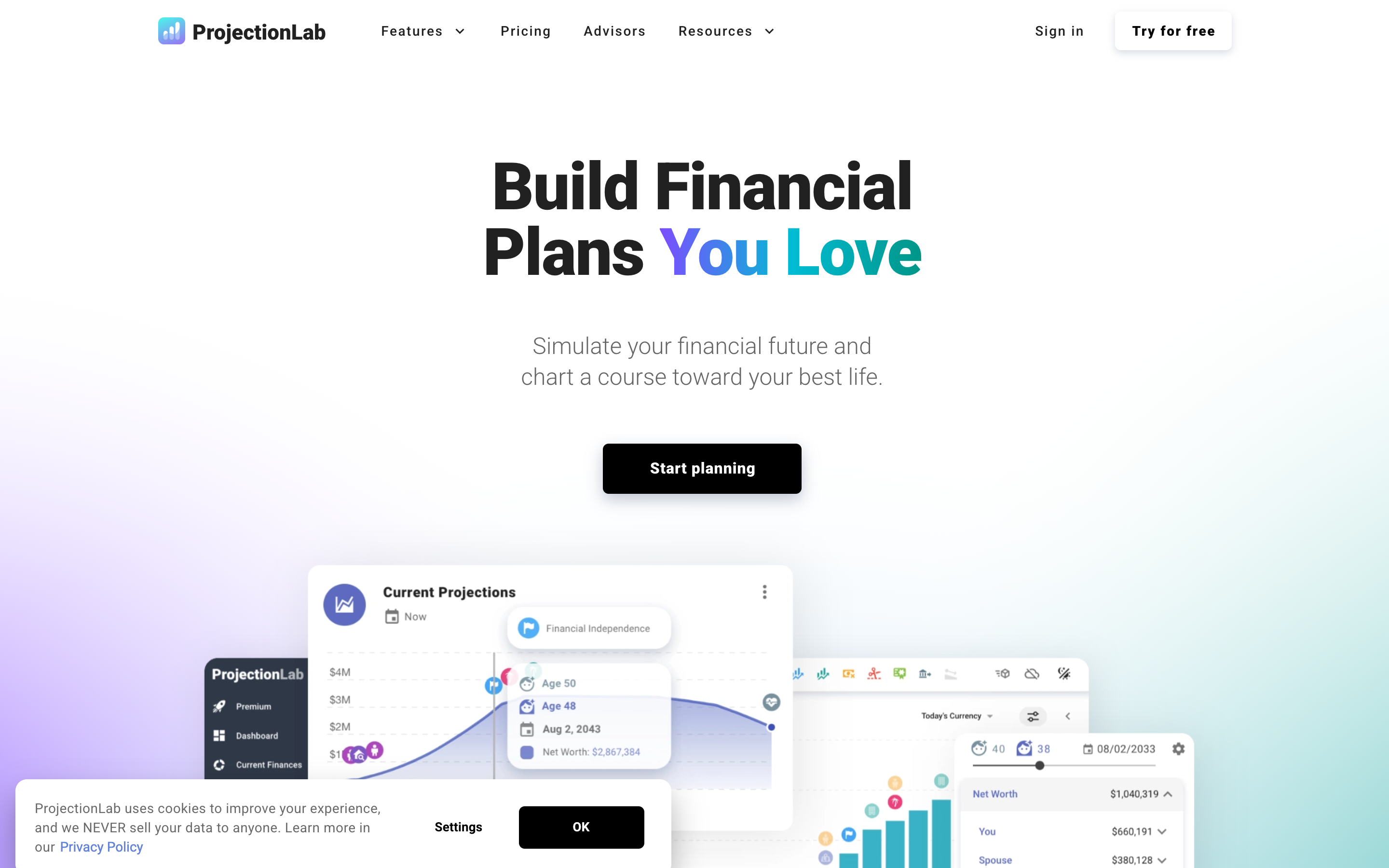 Projectionlab website screenshot