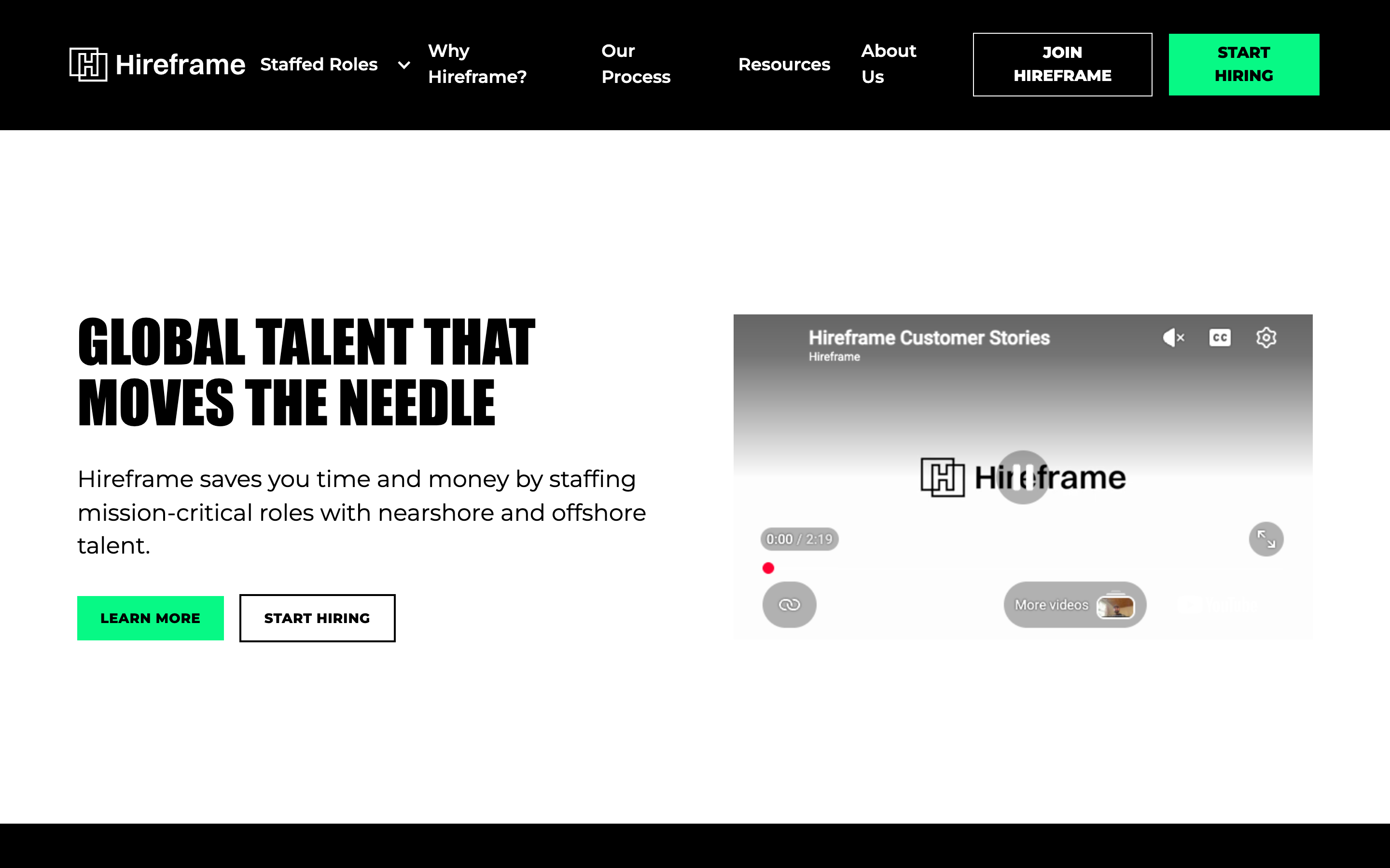 Hireframe website screenshot
