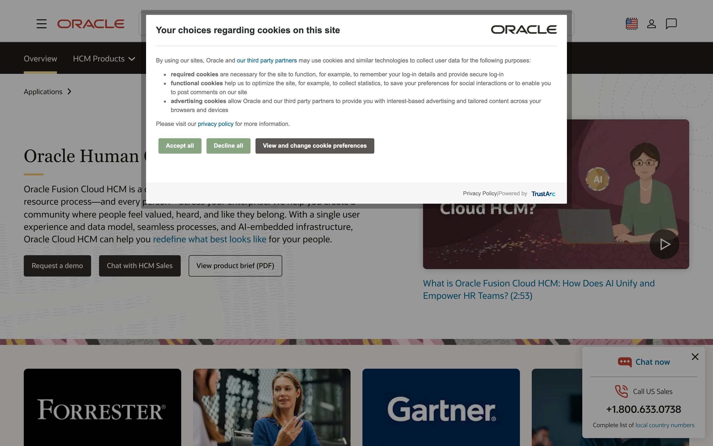 Oracle HCM Cloud website screenshot