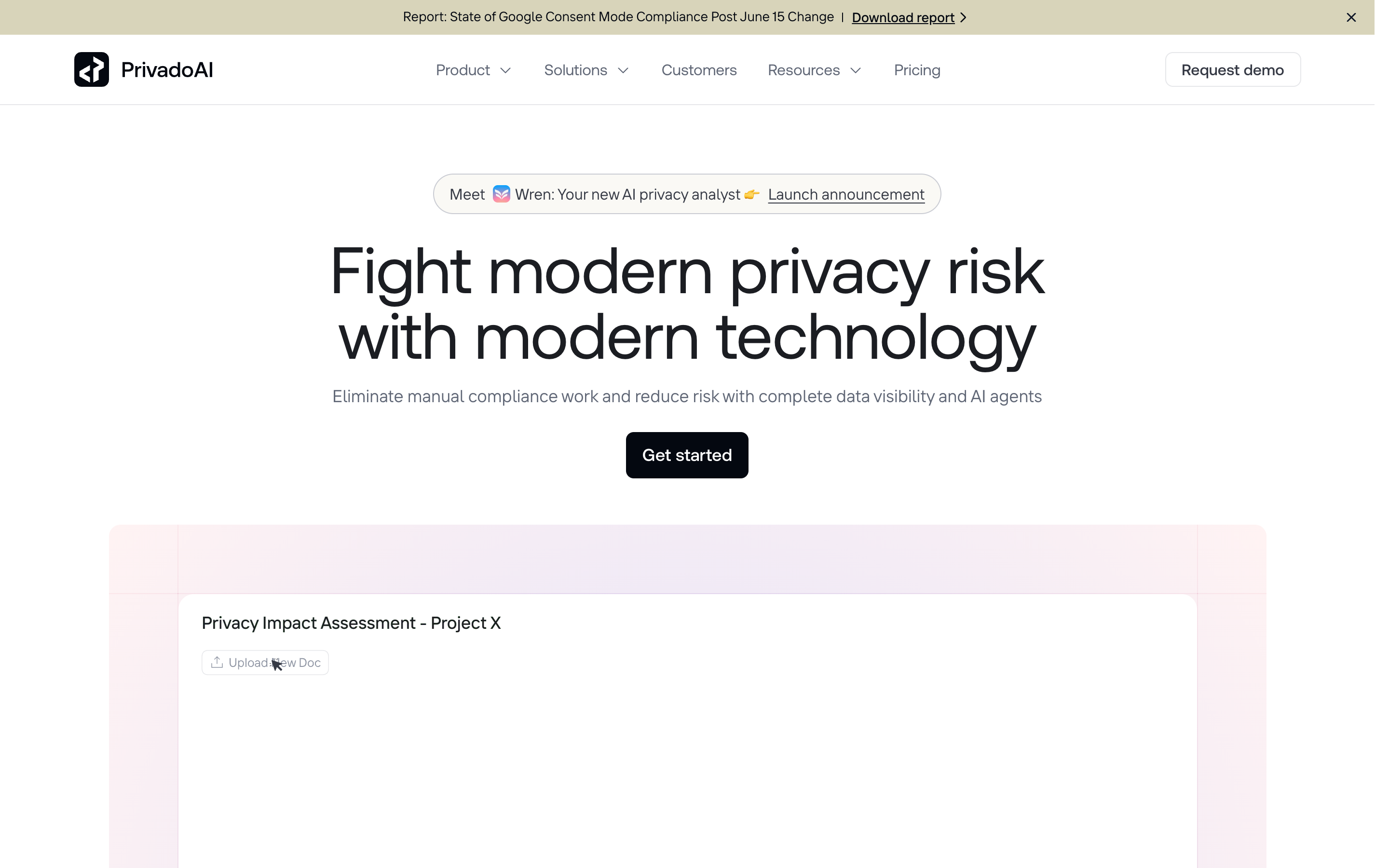 Privado website screenshot